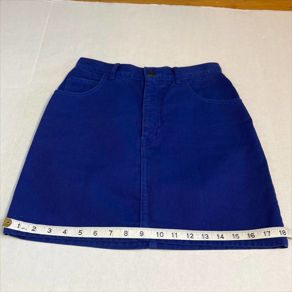 Vintage 80s Georges Marciano for Guess High Rise Denim Mini Skirt Blue Purple 28 - Picture 7 of 12